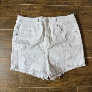SHEIN White Ripped Jean Shorts